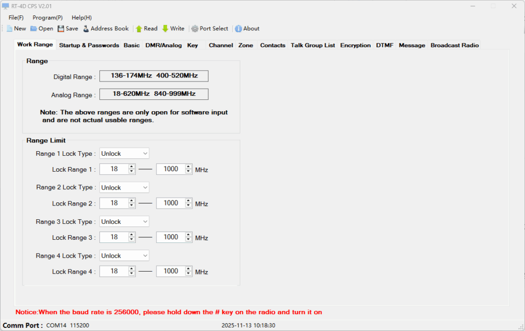 RT-4D CPS V2.01 の「Work Range」